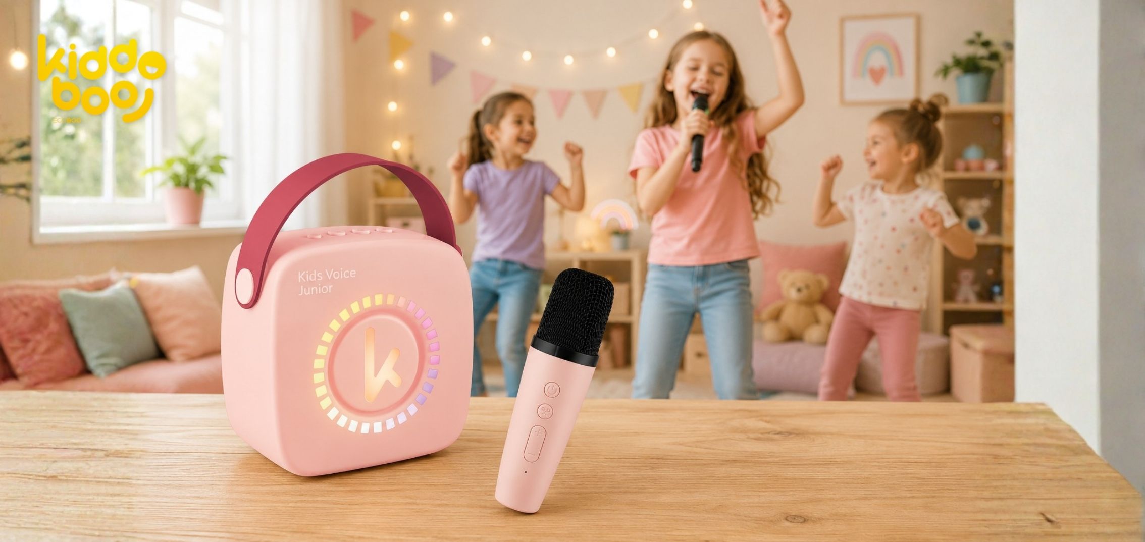 Bluetooth Karaoke Set Mikrofon a reproduktor KidsVoice Pink (9)